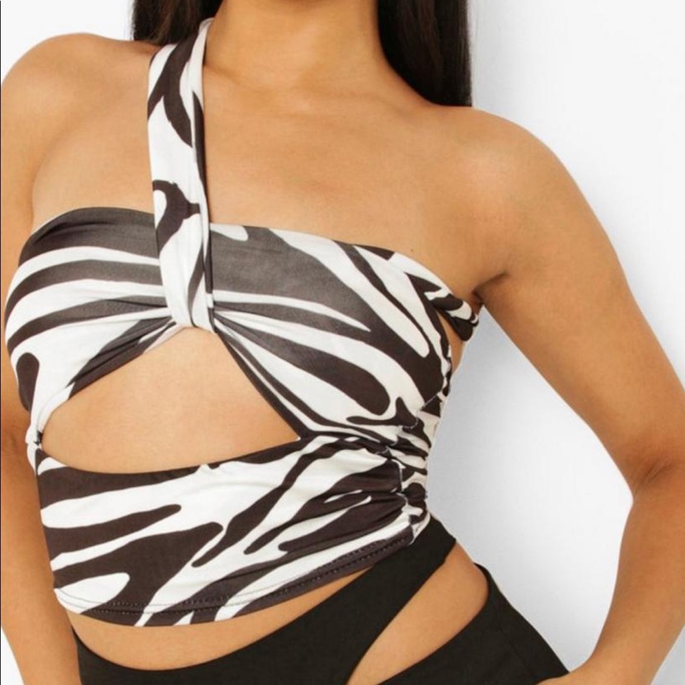 Zebra print crop shirt